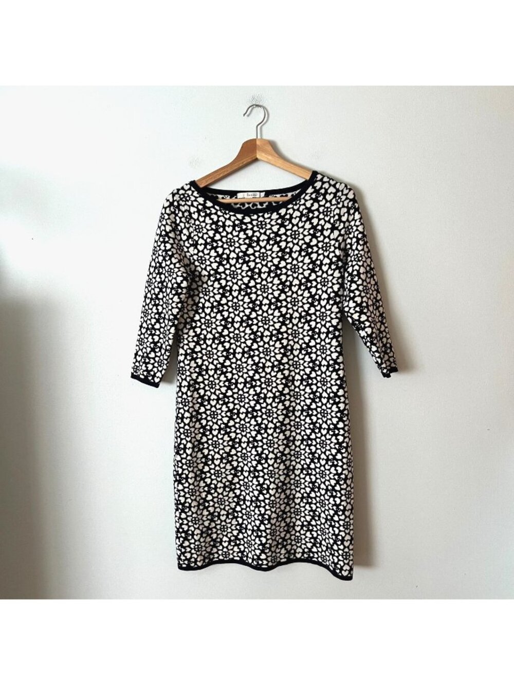 Boden Prudence Navy Blue White Heart Knit Sweater Dress Women's Size 6
